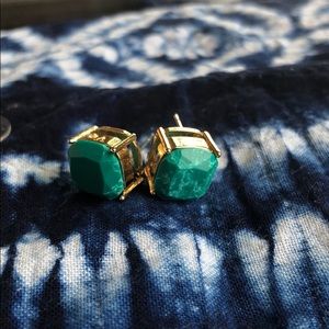 Turquoise malachite green gold Anthropologie studs